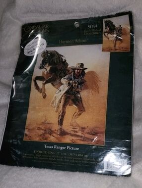 New Candamar Designs Harmon Adams Texas Ranger Picture Embellished Cross Stitch